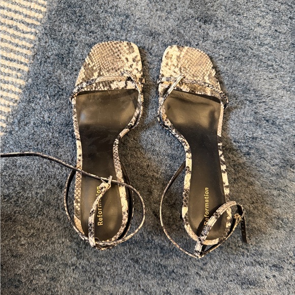 Reformation Emelia Snakeskin Strappy Sandals - Picture 2 of 4
